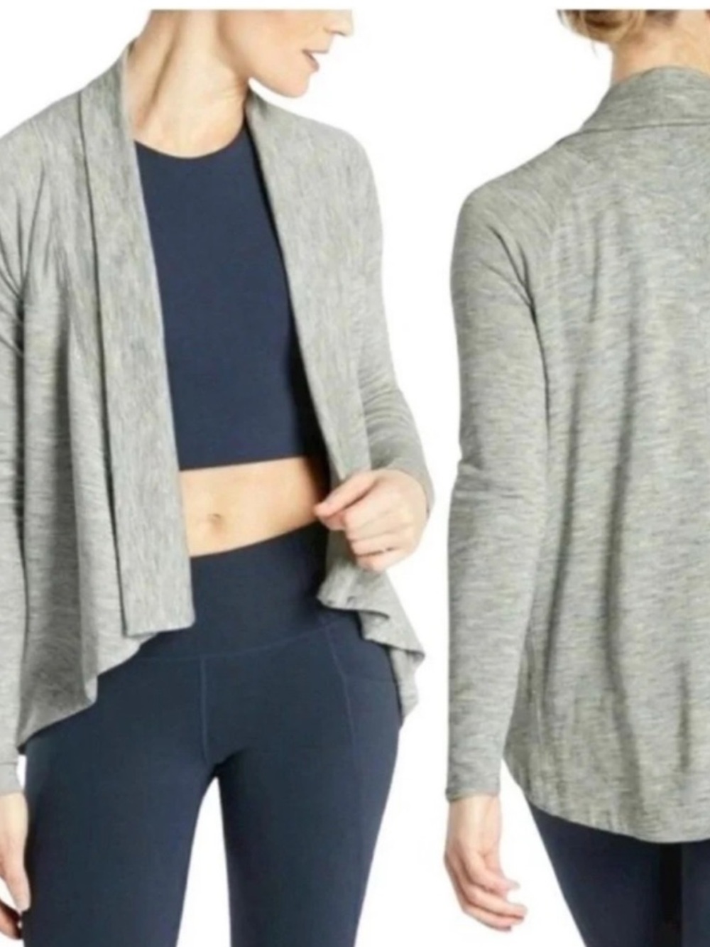 Like New! Athleta Nirvana Two Way Wrap Cardigan Soft Grey Heather Medium